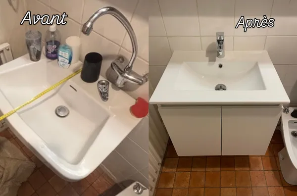 Remplacement de lavabo et robinetterie